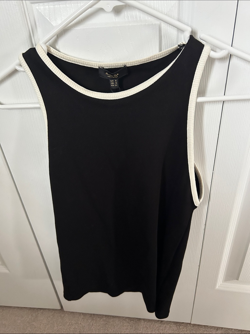 Massimo Dutti Black Tank with Cream Trim